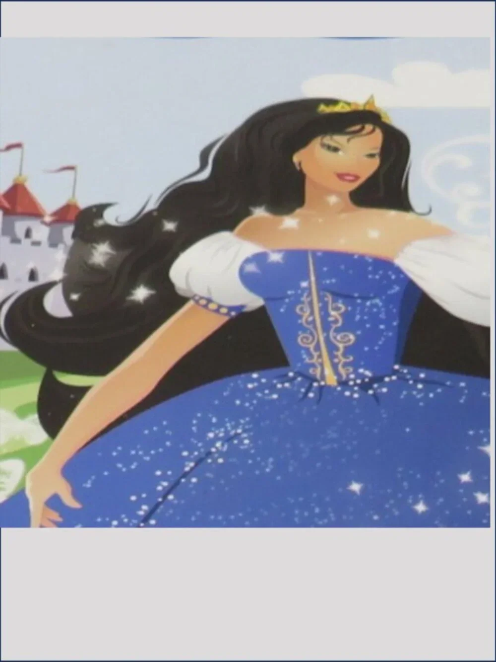 Premium Blue Princess Magnetic Flip-Top Gift Box w/ Bow & Tag Multicultural